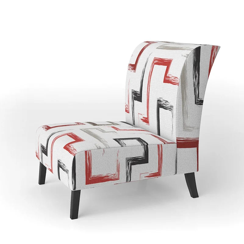 Multicolor Trendy Geometric  Upholstered Patterned Accent Chair and Arm Chair