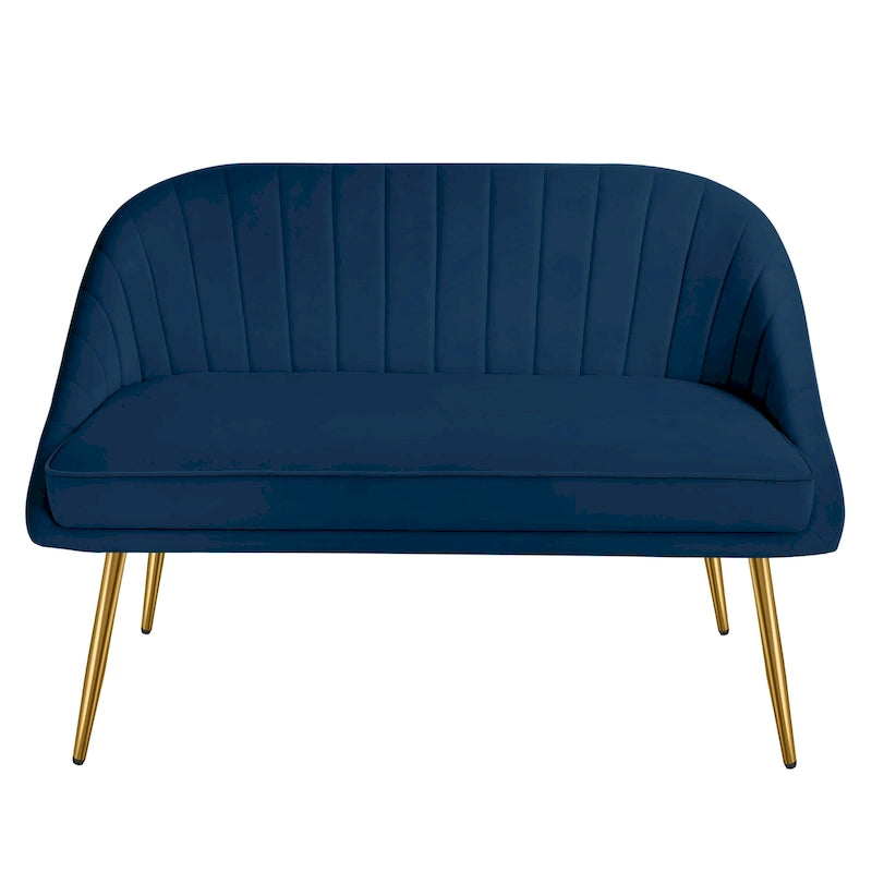Tufted Contemporary Loveseat Sofa Chair With Gold Metal Legs Two-Seat Sofa for Living Room Bedroom