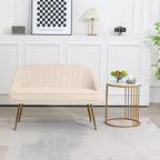Tufted Contemporary Loveseat Sofa Chair With Gold Metal Legs Two-Seat Sofa for Living Room Bedroom