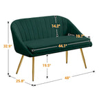 Tufted Contemporary Loveseat Sofa Chair With Gold Metal Legs Two-Seat Sofa for Living Room Bedroom