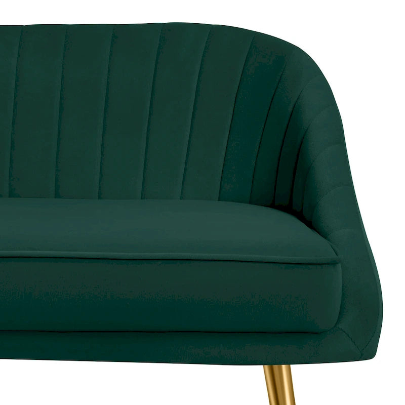 Tufted Contemporary Loveseat Sofa Chair With Gold Metal Legs Two-Seat Sofa for Living Room Bedroom