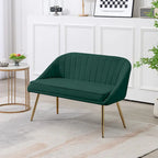 Tufted Contemporary Loveseat Sofa Chair With Gold Metal Legs Two-Seat Sofa for Living Room Bedroom