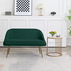 Tufted Contemporary Loveseat Sofa Chair With Gold Metal Legs Two-Seat Sofa for Living Room Bedroom