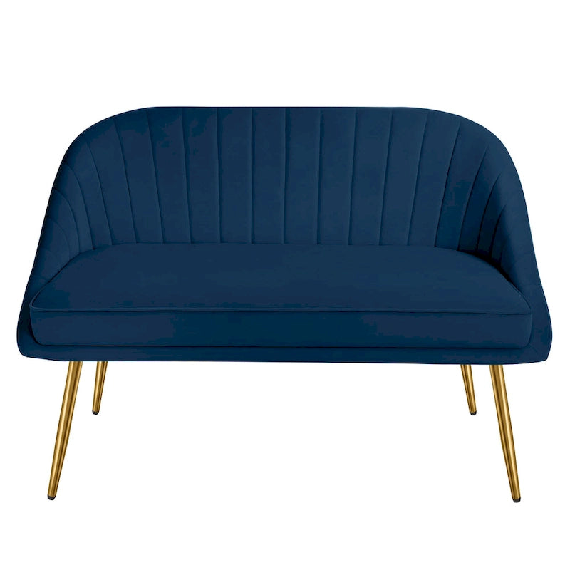 Tufted Contemporary Loveseat Sofa Chair With Gold Metal Legs Two-Seat Sofa for Living Room Bedroom