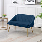 Tufted Contemporary Loveseat Sofa Chair With Gold Metal Legs Two-Seat Sofa for Living Room Bedroom