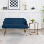 Tufted Contemporary Loveseat Sofa Chair With Gold Metal Legs Two-Seat Sofa for Living Room Bedroom