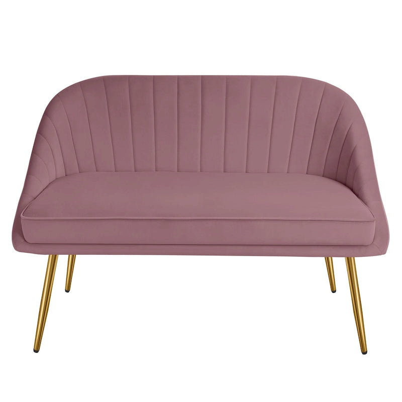 Tufted Contemporary Loveseat Sofa Chair With Gold Metal Legs Two-Seat Sofa for Living Room Bedroom