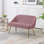 Tufted Contemporary Loveseat Sofa Chair With Gold Metal Legs Two-Seat Sofa for Living Room Bedroom