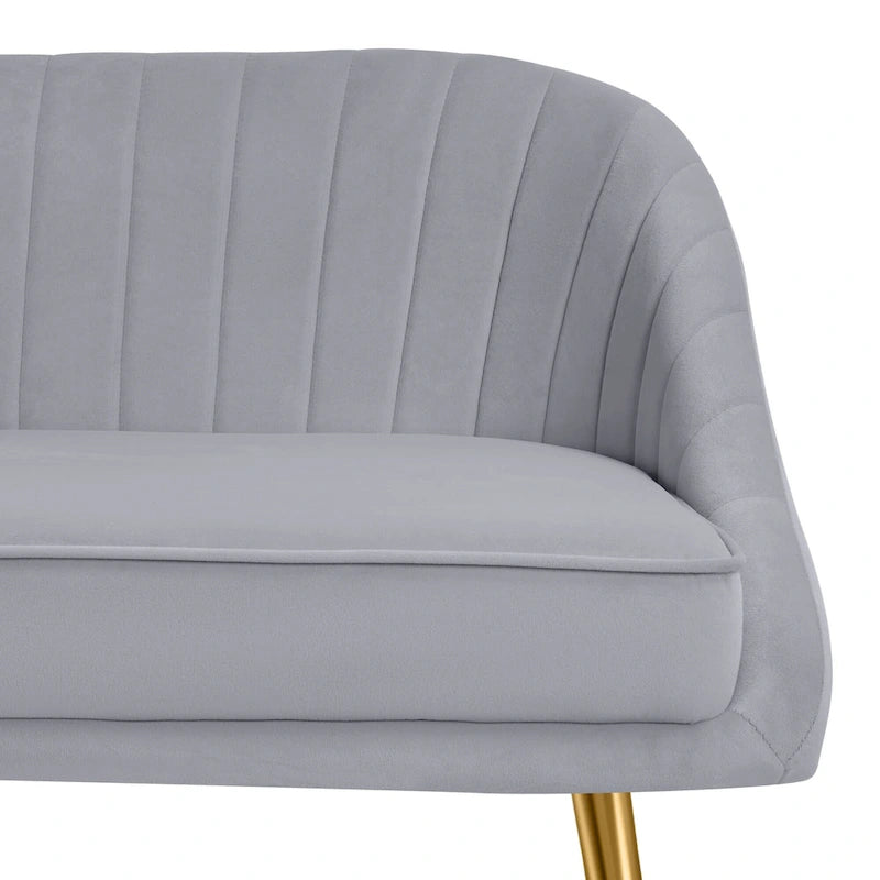 Tufted Contemporary Loveseat Sofa Chair With Gold Metal Legs Two-Seat Sofa for Living Room Bedroom