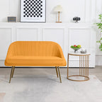 Tufted Contemporary Loveseat Sofa Chair With Gold Metal Legs Two-Seat Sofa for Living Room Bedroom