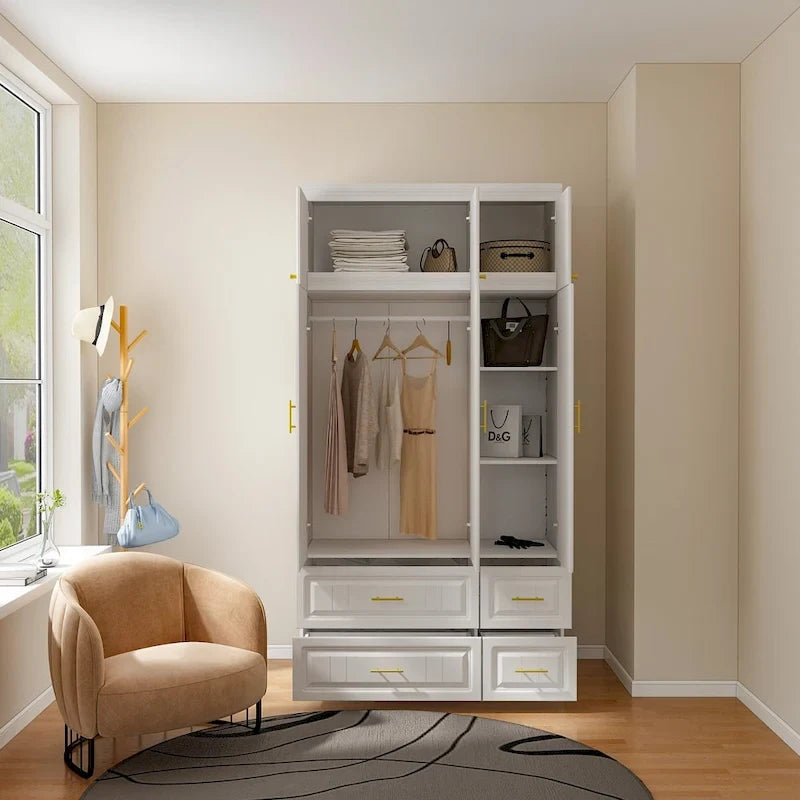 Modern Freestanding Wardrobe Armoire Closet Large Storage Cabinet