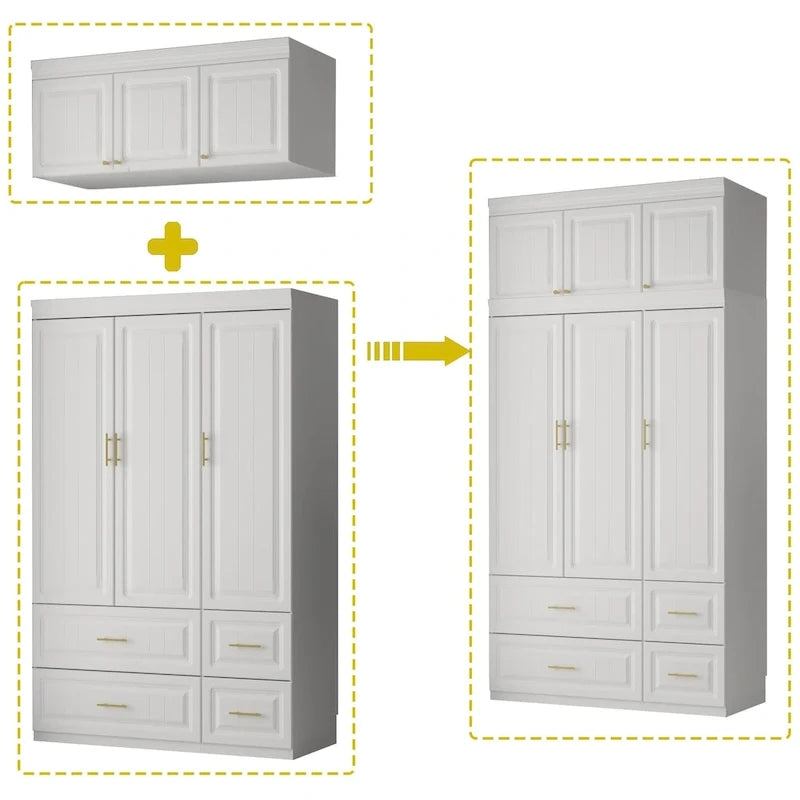 Modern Freestanding Wardrobe Armoire Closet Large Storage Cabinet