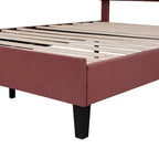Upholstered Platform Bed with Flower Pattern Velvet Headboard