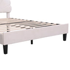 Upholstered Platform Bed with Flower Pattern Velvet Headboard