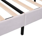 Upholstered Platform Bed with Flower Pattern Velvet Headboard