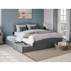 Platform Bed with Footboard and 2 Storage Drawers