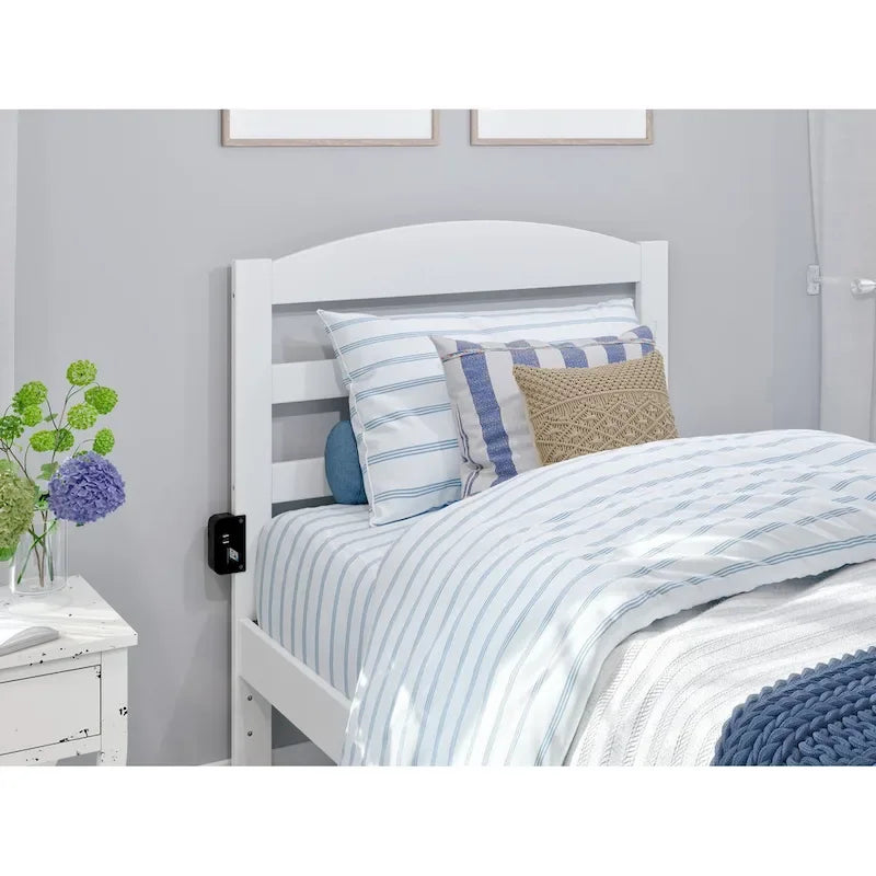 Platform Bed with Footboard and 2 Storage Drawers