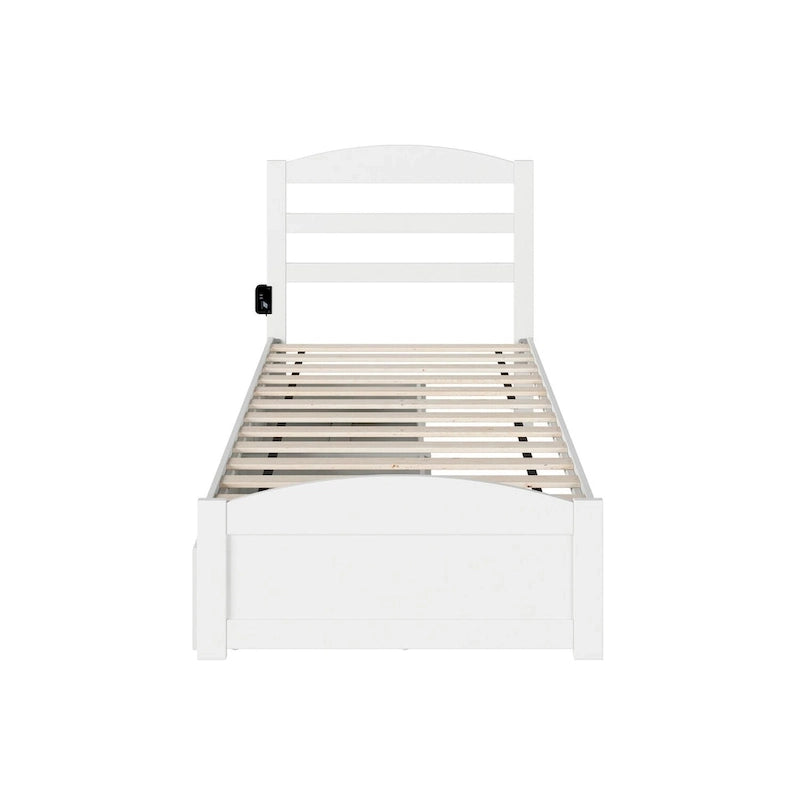 Platform Bed with Footboard and 2 Storage Drawers