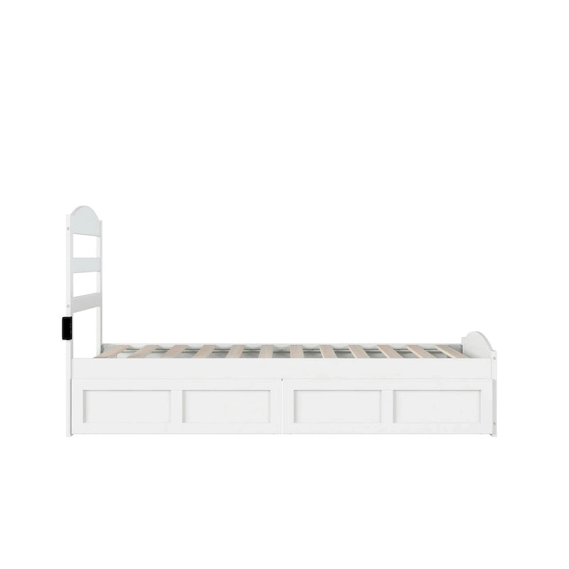 Platform Bed with Footboard and 2 Storage Drawers