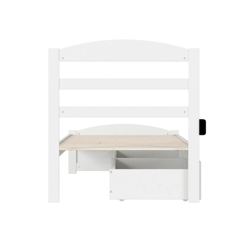 Platform Bed with Footboard and 2 Storage Drawers