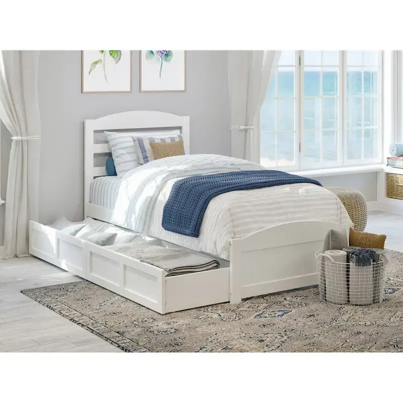 Platform Bed with Footboard and 2 Storage Drawers