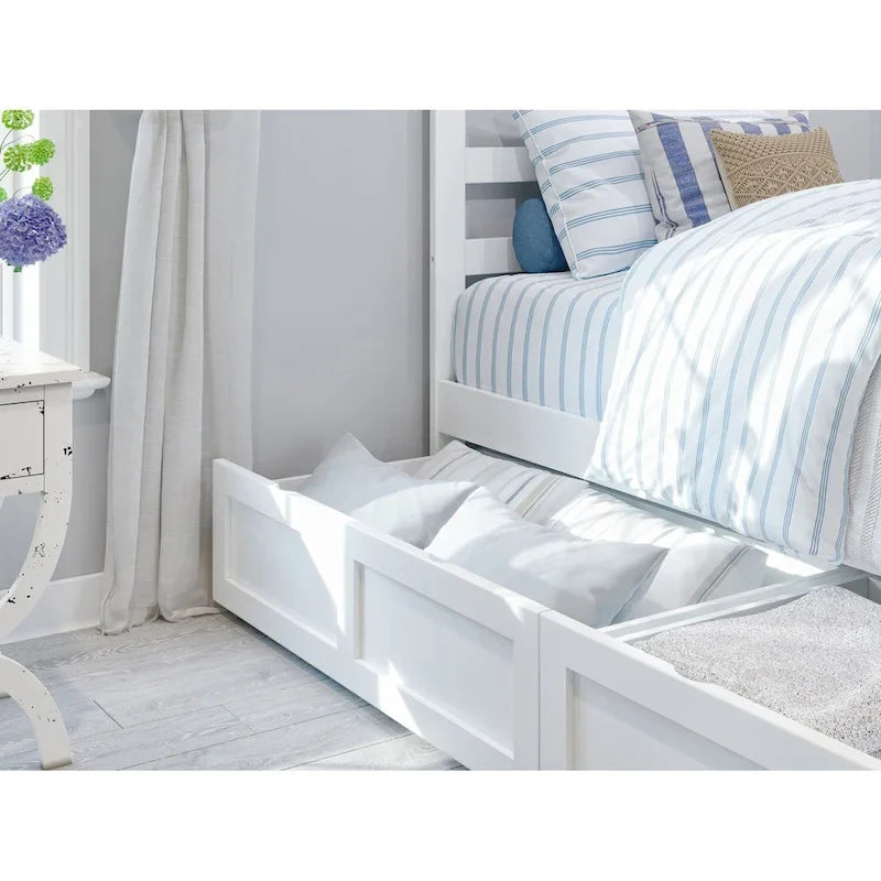 Platform Bed with Footboard and 2 Storage Drawers