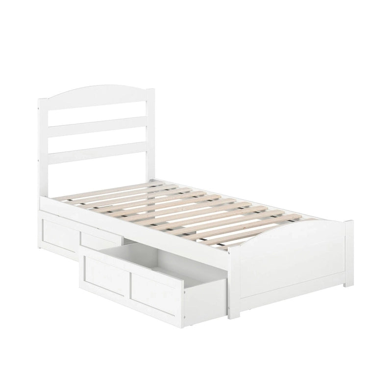 Platform Bed with Footboard and 2 Storage Drawers