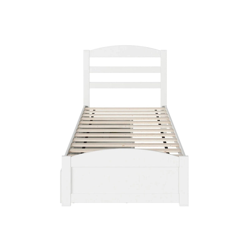 Platform Bed with Footboard and 2 Storage Drawers