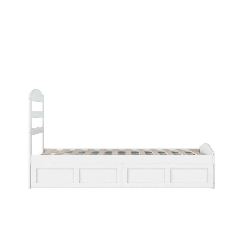 Platform Bed with Footboard and 2 Storage Drawers