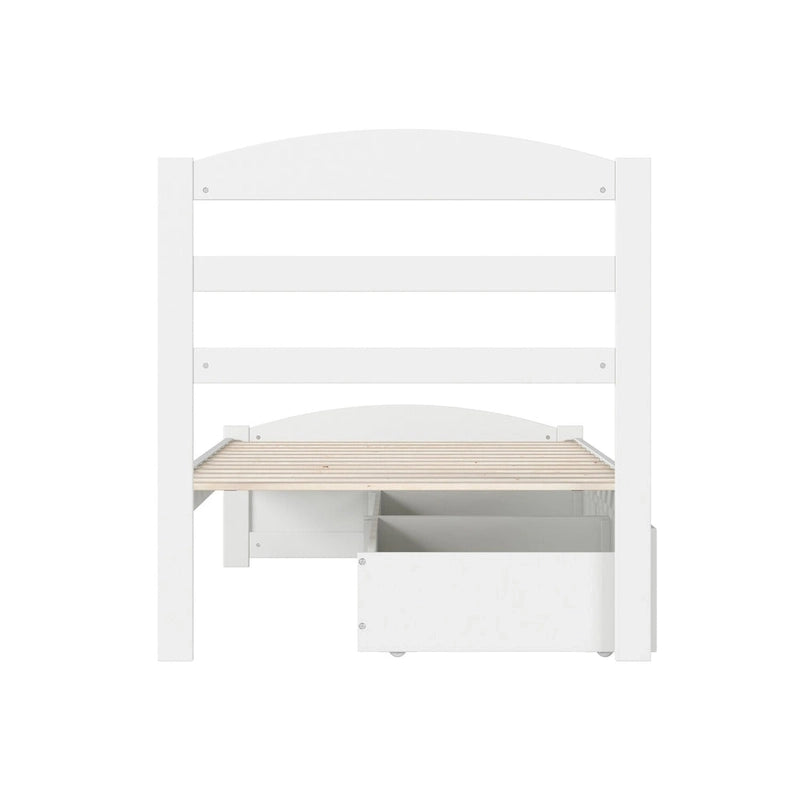 Platform Bed with Footboard and 2 Storage Drawers