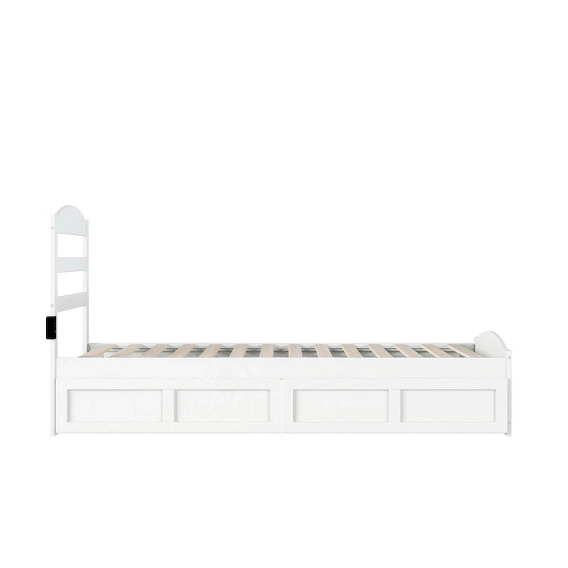 Platform Bed with Footboard and 2 Storage Drawers