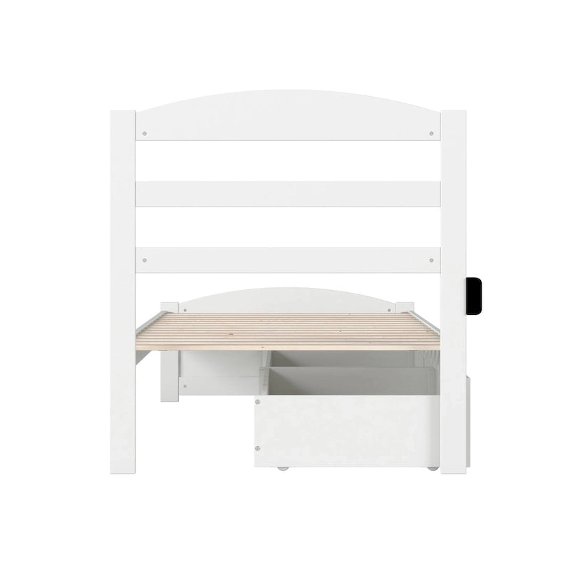 Platform Bed with Footboard and 2 Storage Drawers