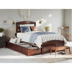 Platform Bed with Footboard and 2 Storage Drawers