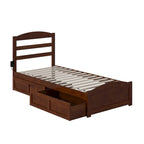 Platform Bed with Footboard and 2 Storage Drawers