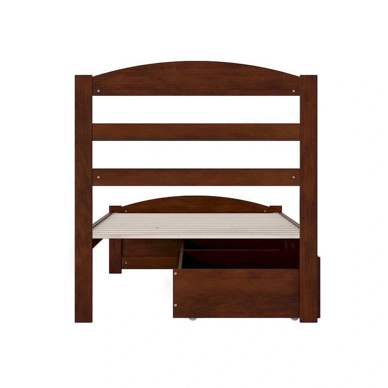 Platform Bed with Footboard and 2 Storage Drawers