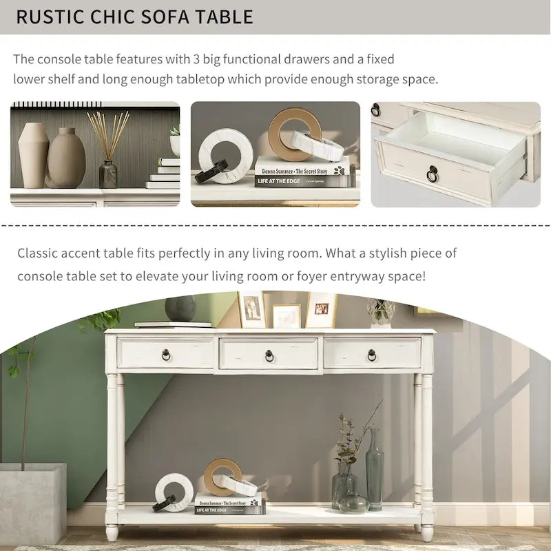Modern Sofa Table with Drawers