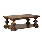 Brown Cocktail Table with Heavy Oak Planked Top