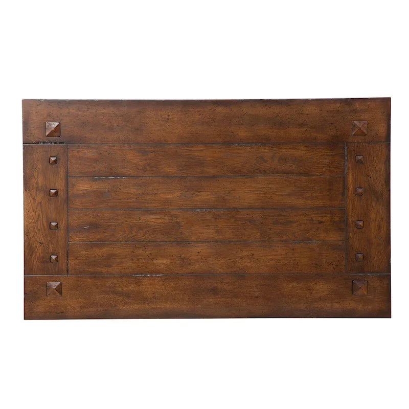 Brown Cocktail Table with Heavy Oak Planked Top