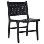 Top Grain Woven Leather with Teak Frame Dining Side Chair