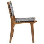 Top Grain Woven Leather with Teak Frame Dining Side Chair