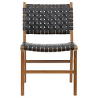 Top Grain Woven Leather with Teak Frame Dining Side Chair