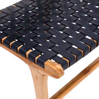 Top Grain Woven Leather with Teak Frame Dining Side Chair