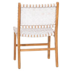 Top Grain Woven Leather with Teak Frame Dining Side Chair