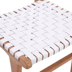 Top Grain Woven Leather with Teak Frame Dining Side Chair