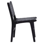 Top Grain Woven Leather with Teak Frame Dining Side Chair