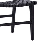 Top Grain Woven Leather with Teak Frame Dining Side Chair