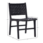 Top Grain Woven Leather with Teak Frame Dining Side Chair