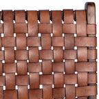 Top Grain Woven Leather with Teak Frame Dining Side Chair