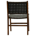 Top Grain Woven Leather with Teak Frame Dining Side Chair