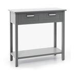 Narrow Console Table with Drawers and Open Storage Shelf - 31.5L x 14W x 32H